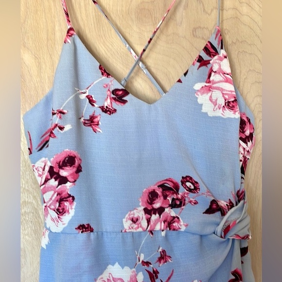 B DARLIN Spaghetti Strap Floral Blue Pink White Dress 5/6 Women’s - Picture 2 of 11